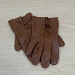 LOFT Chocolate Brown Leather Gloves Size Medium